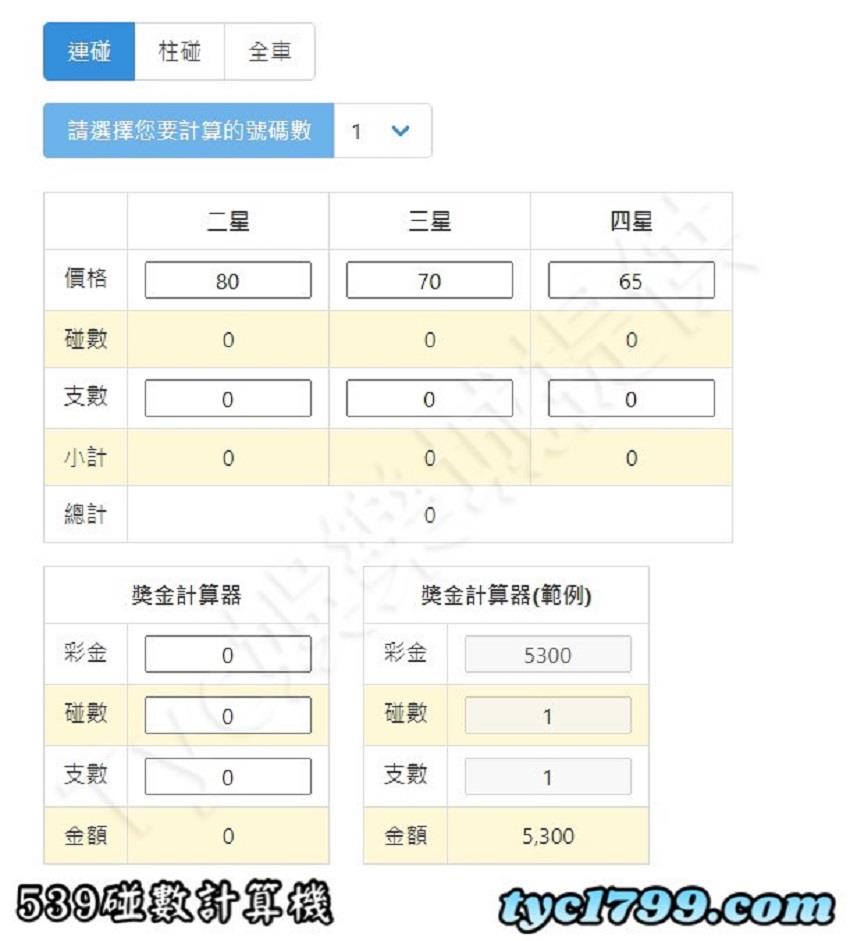 539算法(碰數計算器)